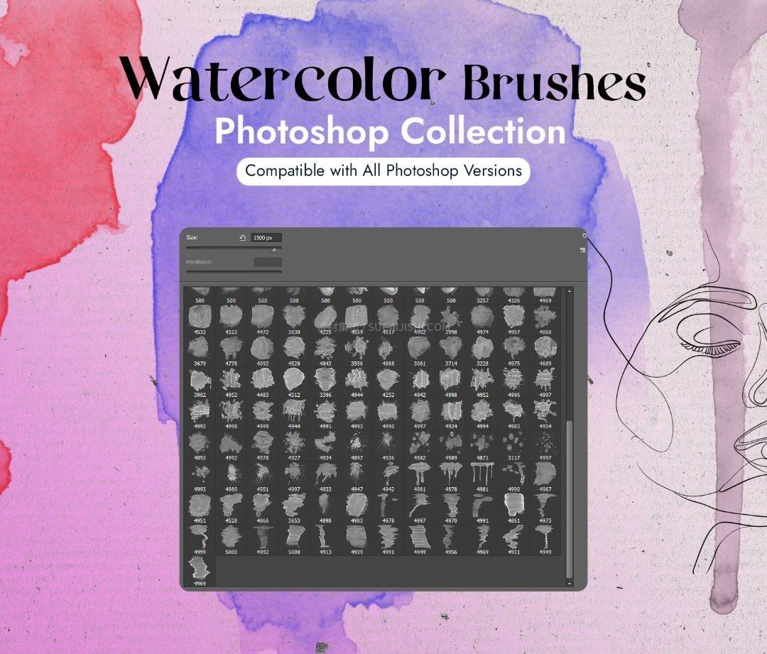 200+Photoshop水彩图章笔刷